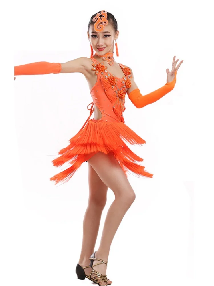 Танцевальная одежда для сальсы Танго ча костюм латинских танцев девочек детский