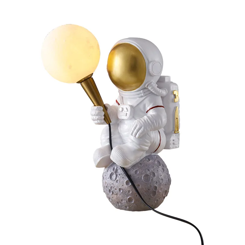 Modern Creative Table Lamps For Astronaut Bedroom Character Boys And Girls Bedside Art Deco Led Resin Wall Lamp | Освещение