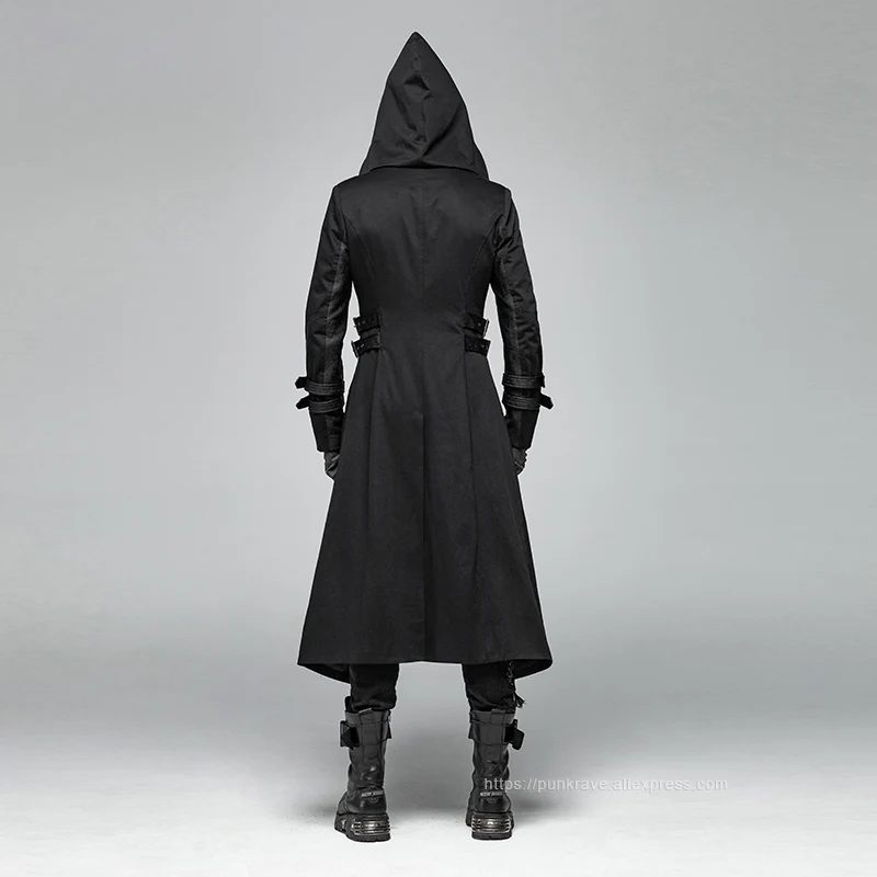Куртка мужская с капюшоном в стиле панк-рейва Готическая уличная одежда из