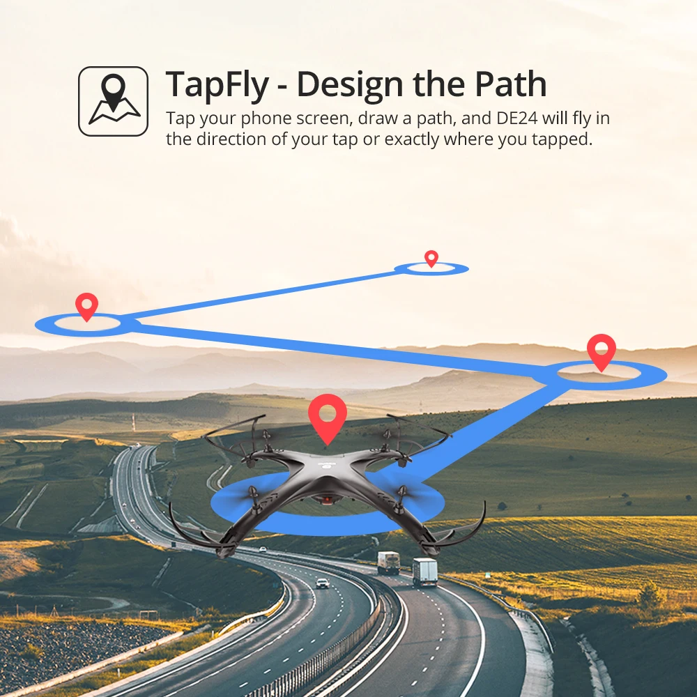 DEERC DE24 5G gps RC Дрон с камерой 1080p FHD 300M WIFi FPV 120 ° широкоугольный Tapfly gps Follow Me RC Квадрокоптер