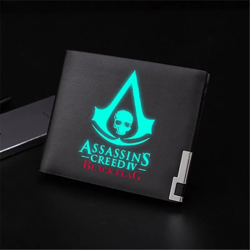 Новое поступление, кошелек для игры Assassins, черная светящаяся Сумочка унисекс, подарок для подростков, Модный стильный мужской кошелек из искусственной кожи