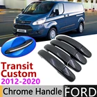 Черная накладка на дверную ручку из углеродного волокна для Ford Transit на заказ 2012  2019 2013 2014 2015 2016 2017 2018 автомобильные аксессуары, набор хромированных стикеров