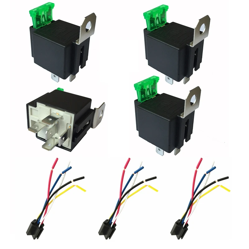 

3PCS Electronic Relay Automotive Relays with Insurance Film Car Fuse for 5Pin DC 12V/24V 30A Car Relay Harness Holders