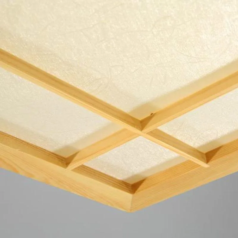 

LED Wood Square Tatami Ceiling Light Fixture Japanese Korean Style Lamp for Foyer Balcony Bedroom Living Room