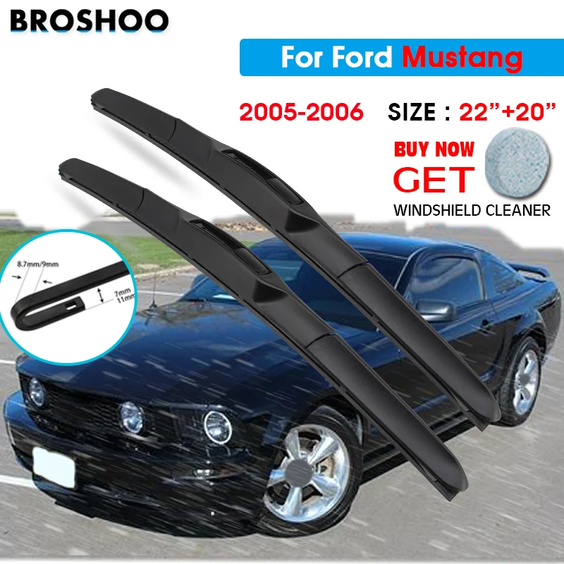 

Car Wiper Blade For Ford Mustang 22"+20" 2005 2006 Auto Windscreen Windshield Wipers Window Wash Fit U Hook Arms