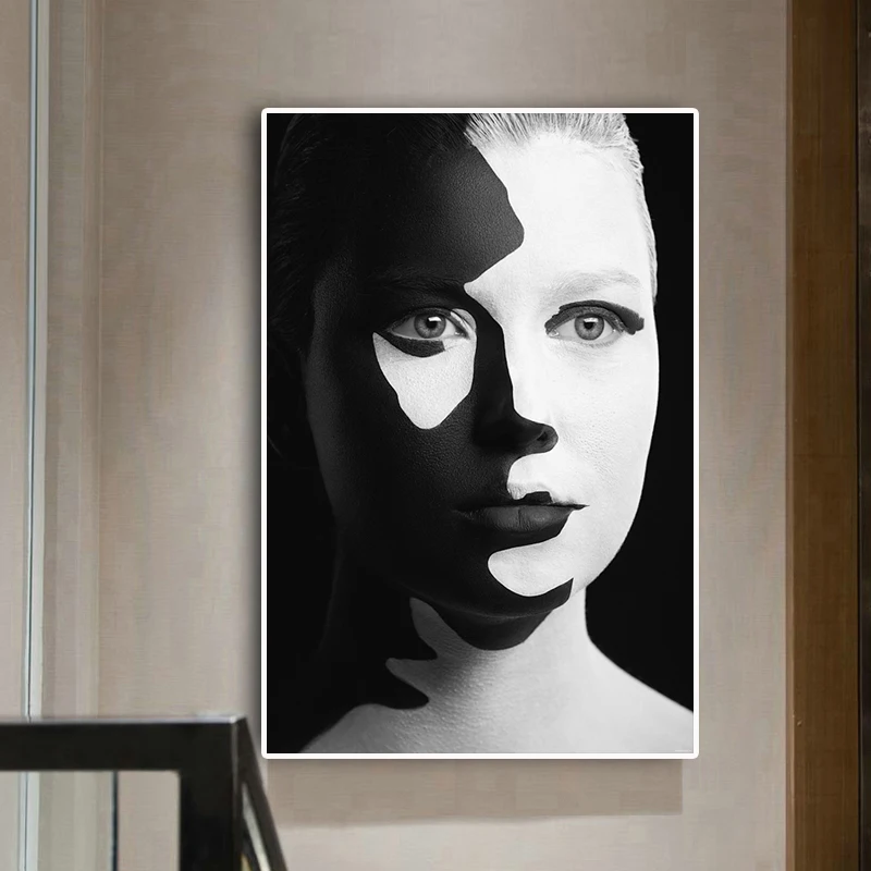 Retro Black White Woman Portrait Abstract Canvas Painting Wall Art Picture and Prints Workart Posters for Bedroom Home Decora | Дом и сад