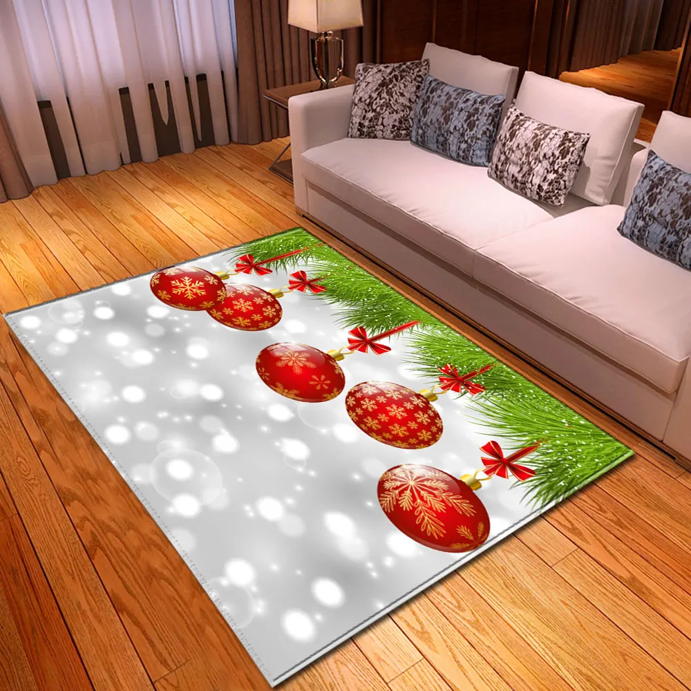 

Merry Christmas Balls Printed Area Rug Home Decoration Parlor Carpets Flannel Children Play Crawling Bedroom Living Room Carpet