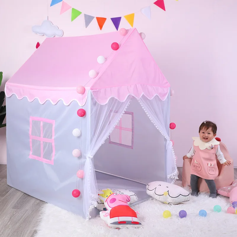 

Children's Tent Portable Folding Kids Tents Tipi Baby Play House Large Girl Pink Princess Castle Indoor Outdoor Toys Gift