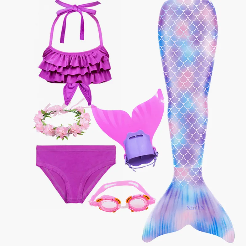 Купальный костюм с хвостом русалки для девочек купальный плавником купальник
