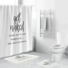 Набор из 4 предметов, белая занавеска для душа из полиэстера, нескользящий коврик для ванной комнаты, декор сделай сам, с принтом с цитатой