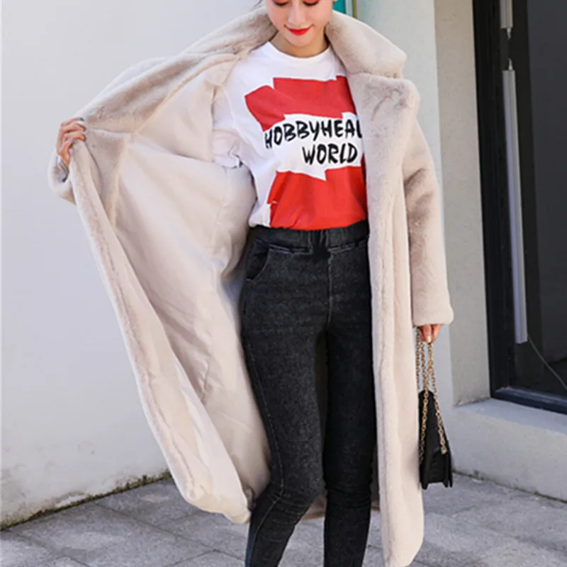 Зимняя высококачественная Женская свободная куртка с искусственным кроличьим
