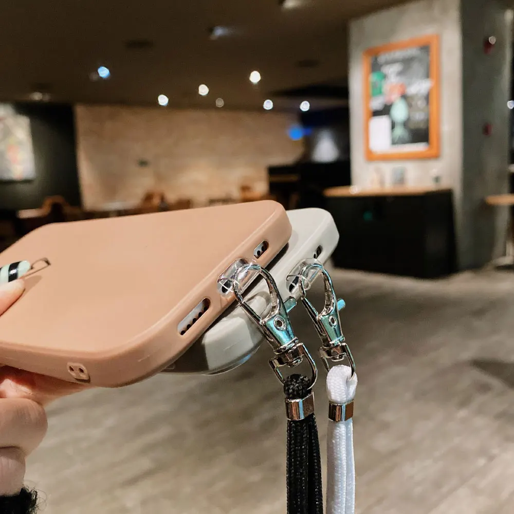 

Lanyard Gold Love Heart Phone Case For iPhone 12 Mini X XR XS Max 7 8 Plus TPU Soft Back Cover For iPhone 11 Fundas Capa