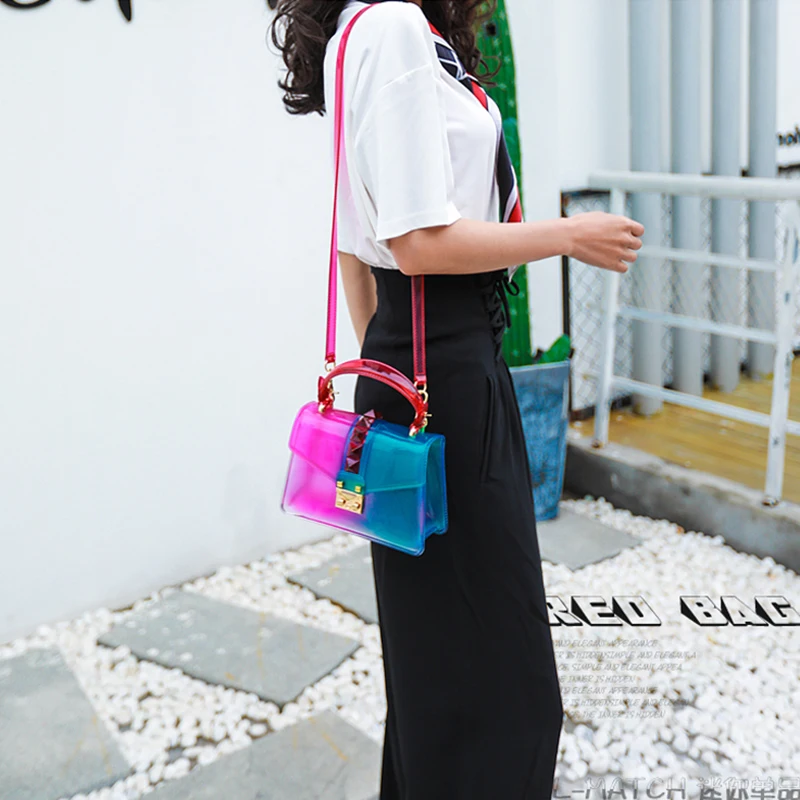 

2021 New Fashion Pvc Bags Handbags Kids Jelly Bag Clear Gradient Bag Purses and Handbags