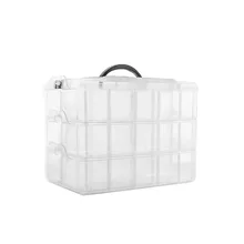 3 Layer 30-Grid Transparent Detachable Storage Box With Lid Portable Plastic Building Blocks Container For Toy Component