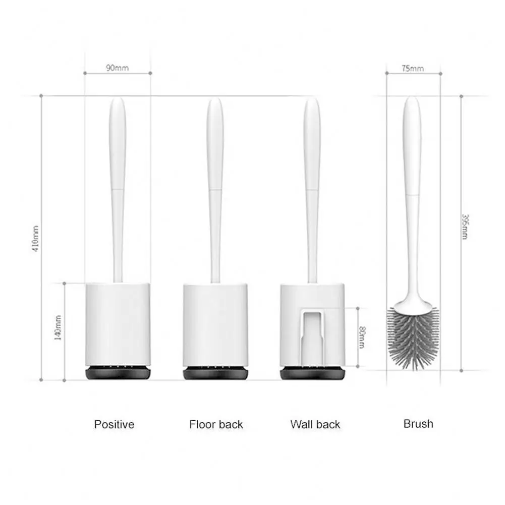 

Rubber Head Toilet Brush With Holder Silicone Long Wall Household Mounted Brush Cleaning Brushes Handle For Toilet Bathroom J7I2