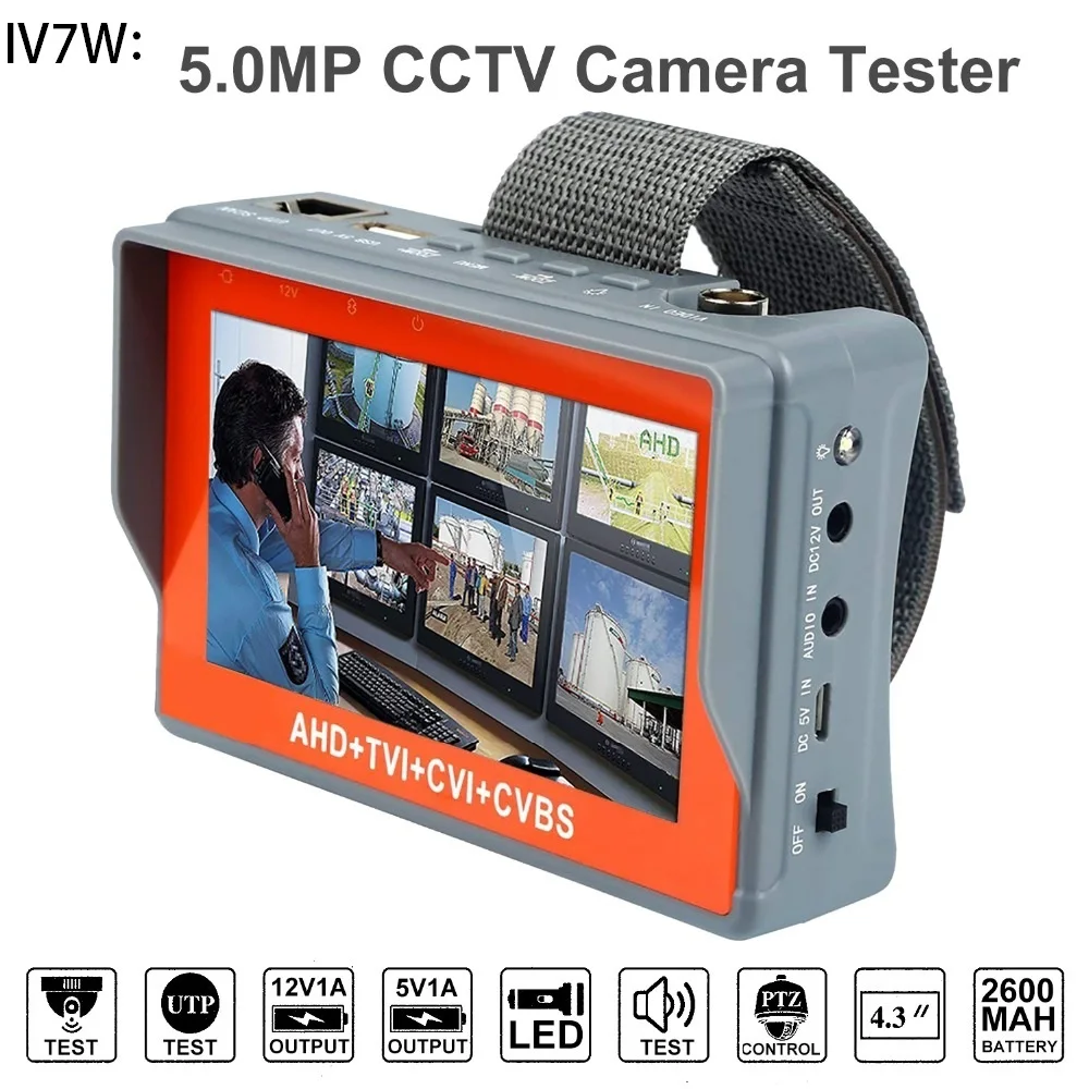 IV7W 4 в 1 AHD+ TVI+ CVBS+ CVI Тест камеры er 1080 P/5MP CCTV Тест er 4,3 дюйма ЖК-Видео тест 5 В/12 в выходной кабель тест