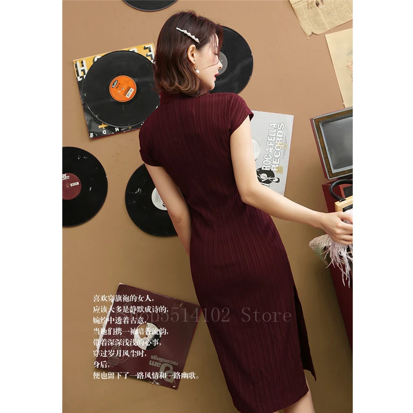 

2021 Traditional Chinese Dress For Woman Elegant Madarin Collar Qipao Cheongsam Vintage Slim Female Long Vestidos Evening Party