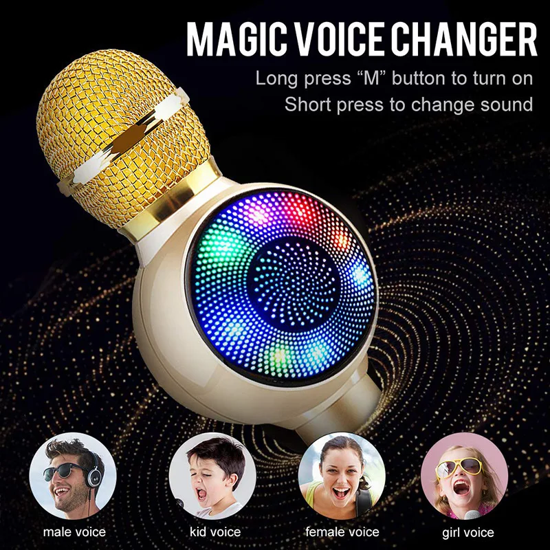 Микрофон для караоке с поддержкой Bluetooth 3-в-1 Портативный микрофона караоке-плеер