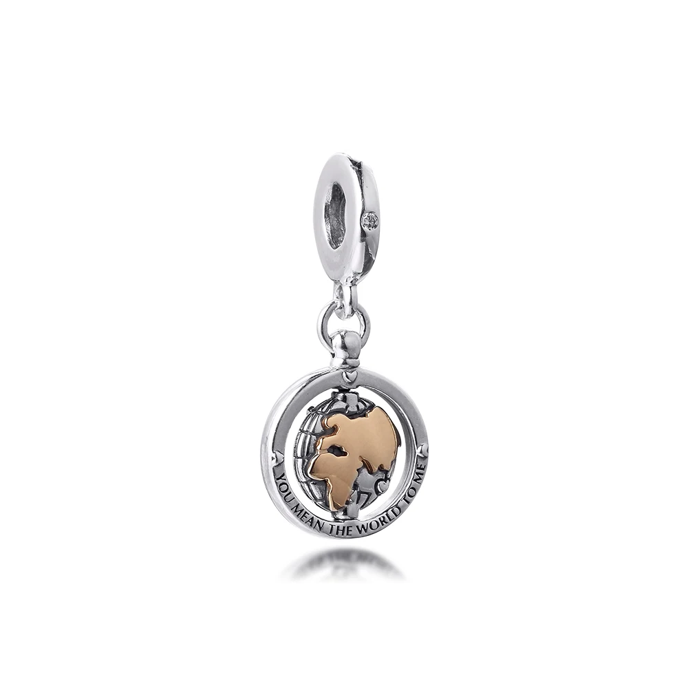 

Valentine's Day Spinning World Dangle Charm Sterling Silver Jewelry Fits Original Charm Bracelet & Necklace Woman DIY Bead