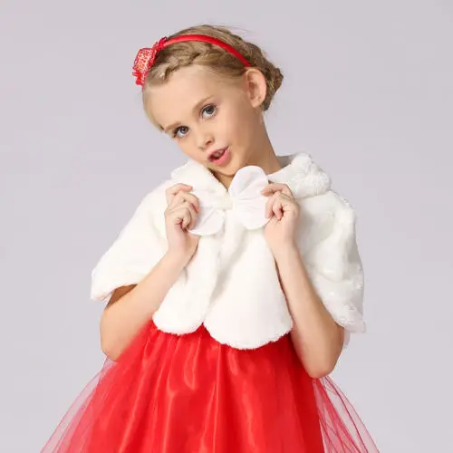 Детская накидка из белого искусственного меха для девочек накидка-болеро зимнее