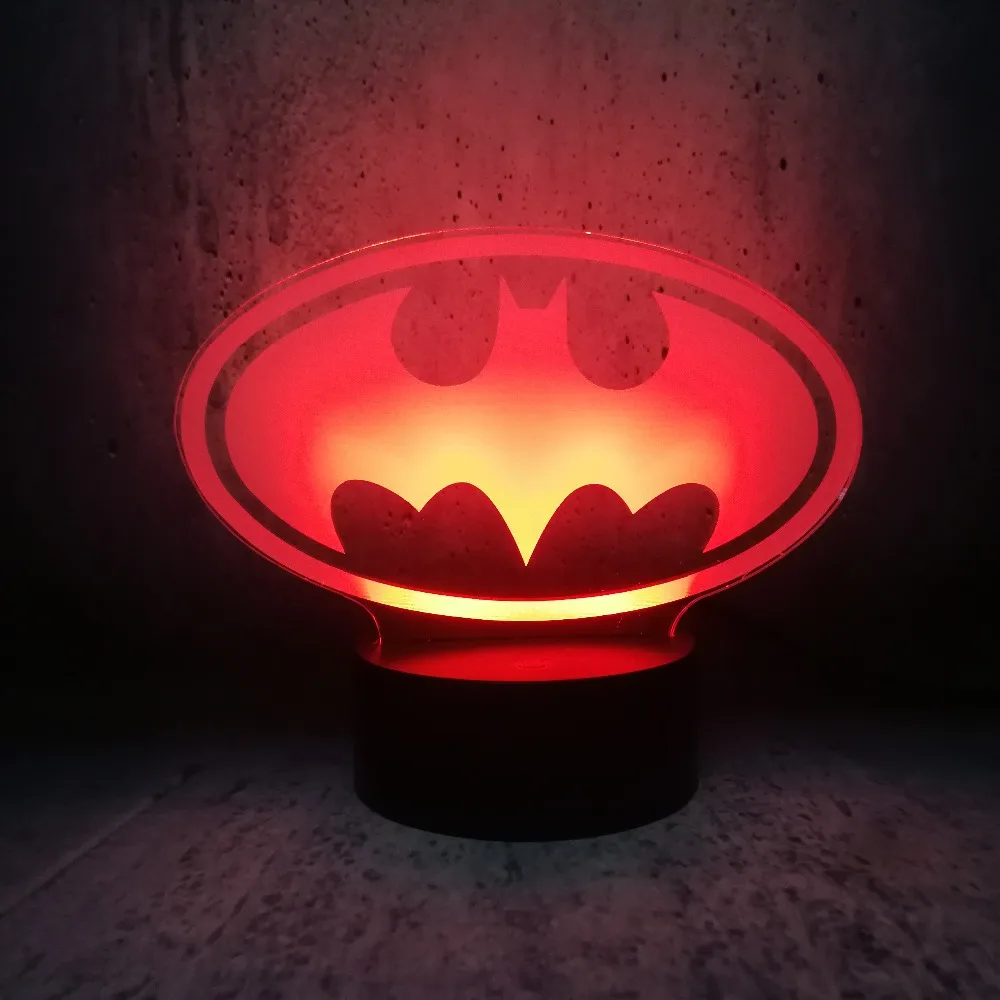 Принт Бэтмен атмосфера 3D USB светодиодный светильник рисунок красочное украшение ночник креативный домашний декор Ночная лампа лава lampara