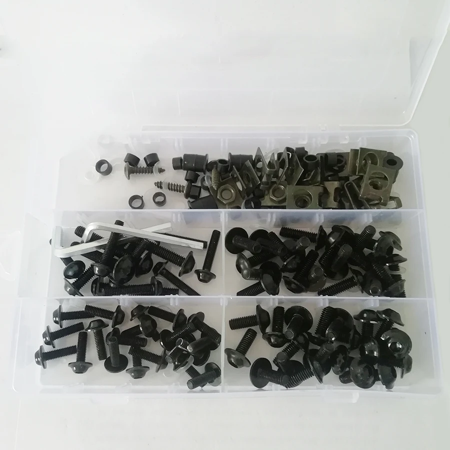 

177pcs Black Motorcycle Fairing Bolt Kit Bodywork Screw Washer Clips M6 M5