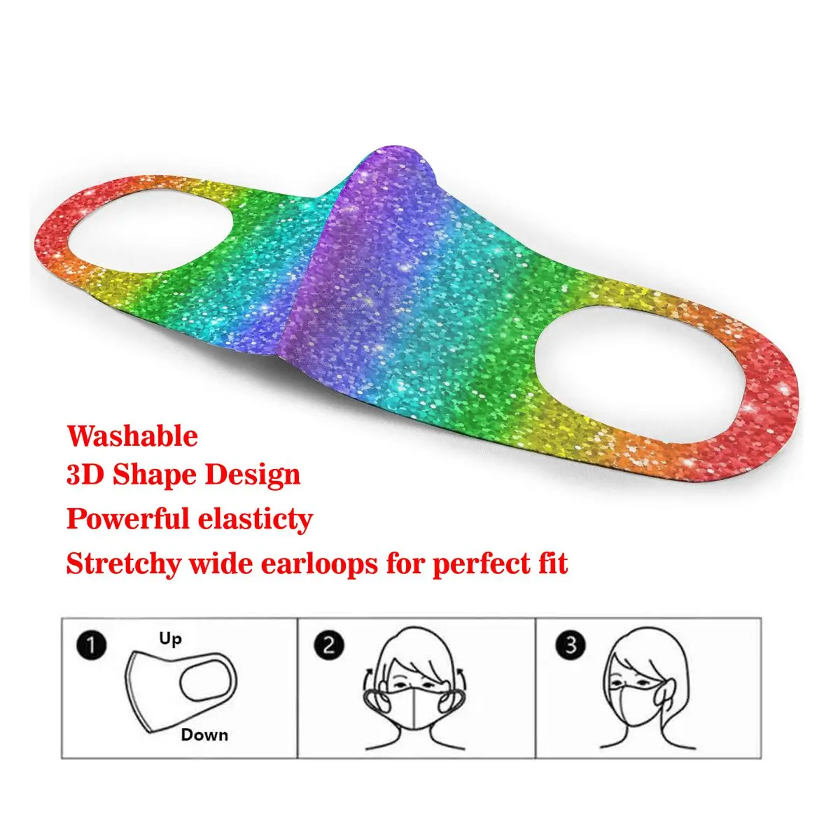

Dust Mask Rainbow Gold Colorful Mouth Face Cover Respirator for Adult Kid Washable Reusable Anti Pollution