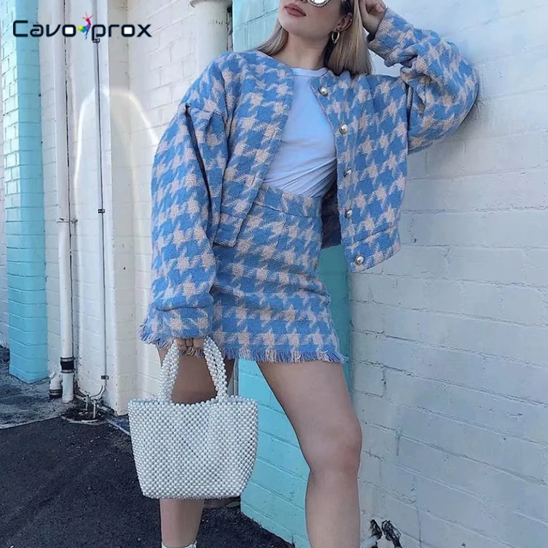 Отложной воротник однобортный выше колена мини-Женский комплект 2 шт. | Женская