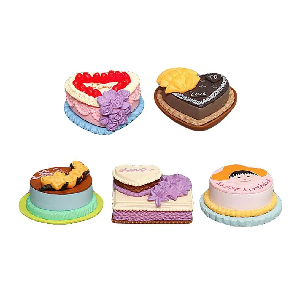 

5Pcs/Set PVC Miniature Cake Food Models Doll House Decor DIY Scene Accessories
