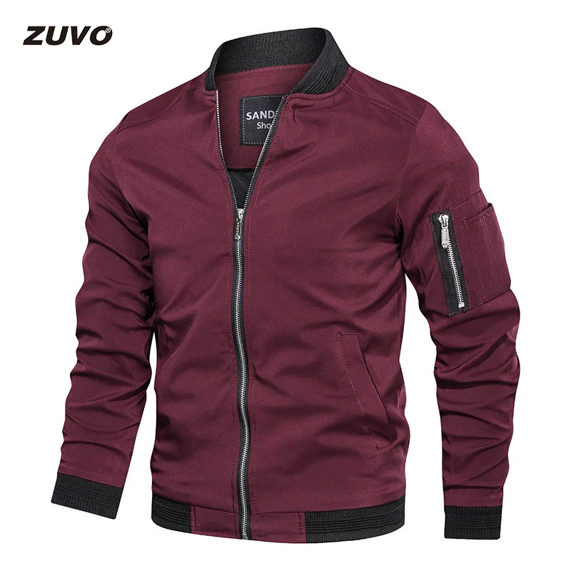 

Мужская приталенная куртка-бомбер на молнии, с карманами