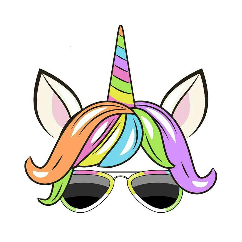

3D Interesting Graphics Unicorn Sunglasses Motorcycle Car Stickers Viny Waterproof DIY Hip Hop Custom Printing Decal Kk13*13cm