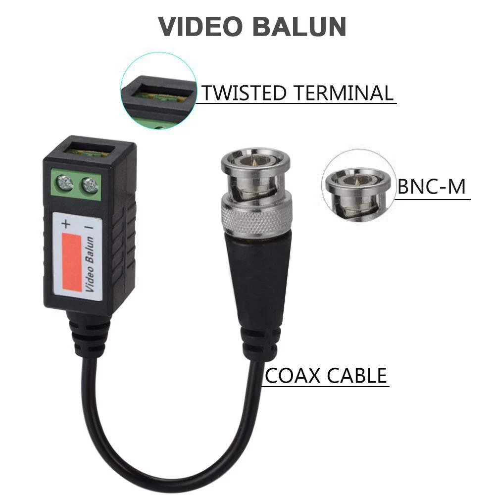 2 шт. Пассивный кабель BNC для видеокамеры CAT5/5E/6 |