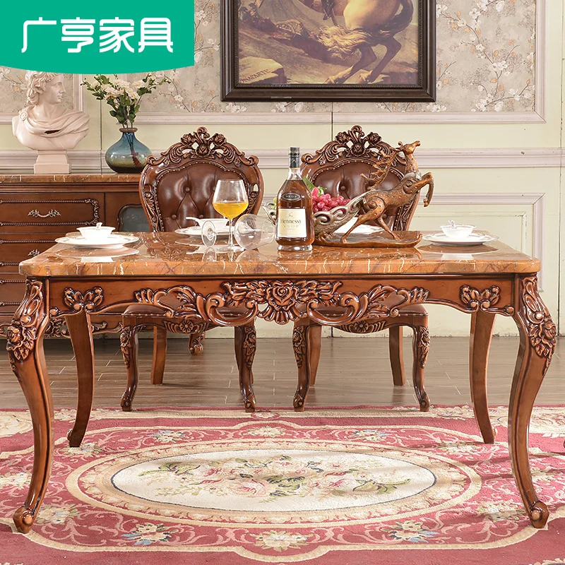 Европейский классический из массива дерева стул ресторан мраморной столешницей