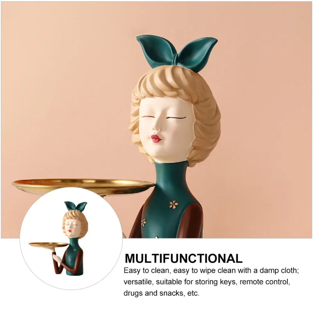 

1Pc Modern Girl Figure Storage Tray Creative Coffee Shop Decorative Tray (Green)