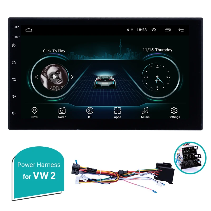 for VW ISO 80016 Harfey автомобильный мультимедийный плеер ОЗУ 2 ГБ+ ПЗУ 32 ГБ Android 8,1 " 2Din универсальный радио gps navi блок для VW Nissan Kia bluetooth - Цвет: for VW ISO 80016