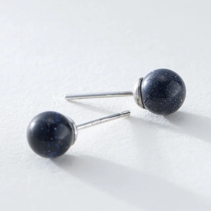 

Natural Stone Round Stud Earrings Pink Quartz Crystal Silver Color Simple Ear Jewelry for Women Earring Gift