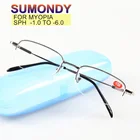 Мужские очки для близорукости SPH -1-1,5-2-2,5-3-3,5-4-4,5-5-5,5-6, полуоправы из сплава, очки для близорукости Diopter UF24