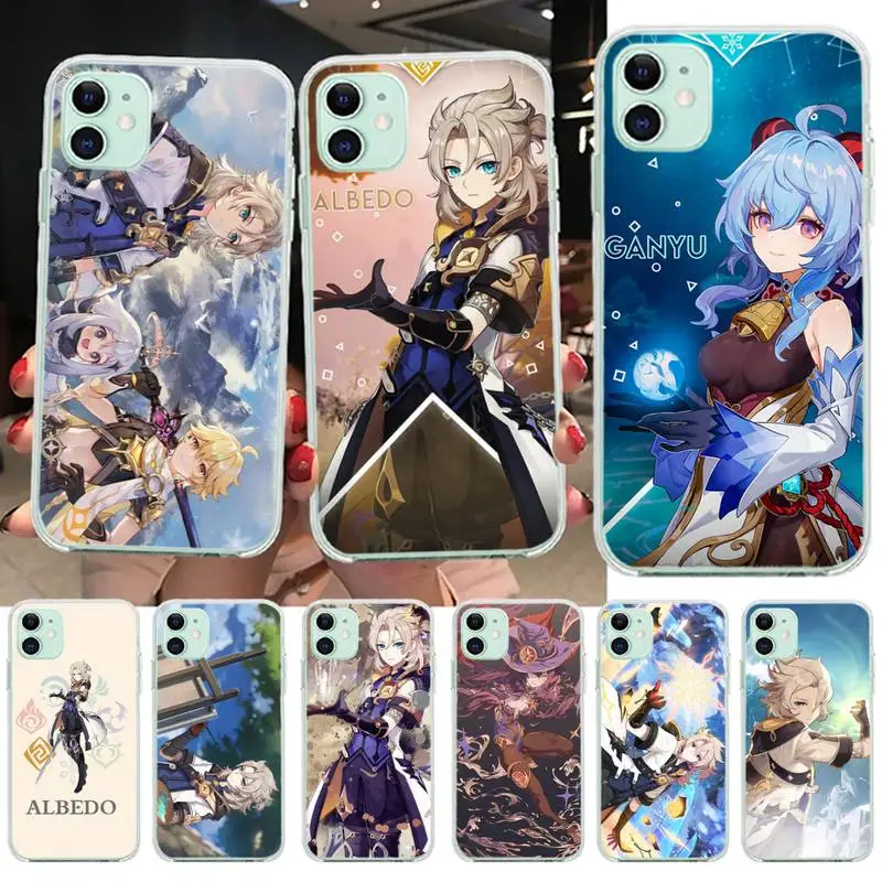 

Genshin Impact Albedo Game Phone Case For iphone 12 11 Pro Max Mini XS Max 8 7 6 6S Plus X 5S SE 2020 XR Silicone Soft Cover