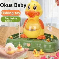 brand new electric water fishing toy 3 6 years old duck automatic egg laying music light play interactive educational toys