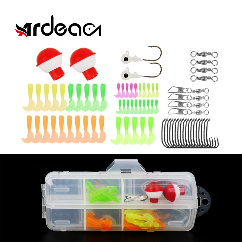 

Ardea начинающих Рыболовный набор Jig Head крюк смешанные искусственные черви силиконовый приманка воблер окунь снасти мягкие приманки рыболовн...
