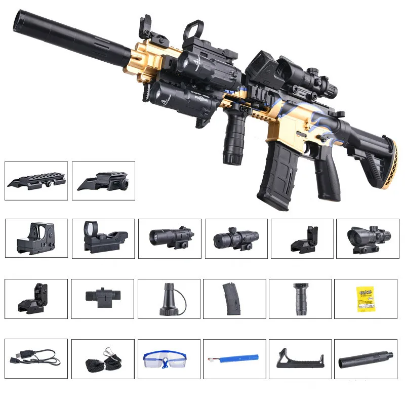 Горячая Распродажа ручная работа M416 Золотой Киль Кожа Жесткий водяной пистолет Рождественский подарок высокое качество большой электрический игрушечный пистолет детский подарок