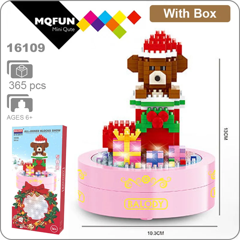 Balody LED flash light musical Christmas Box Snow man Santa Claus Educational Toy brinquedos Model Building Bricks Girl Gifts | Игрушки и