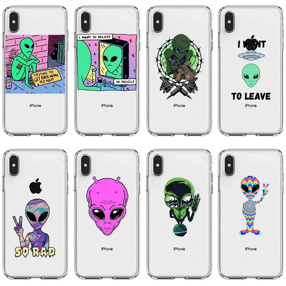 Забавный мультяшный инопланетный НЛО Мягкий Силиконовый ТПУ чехол для телефона