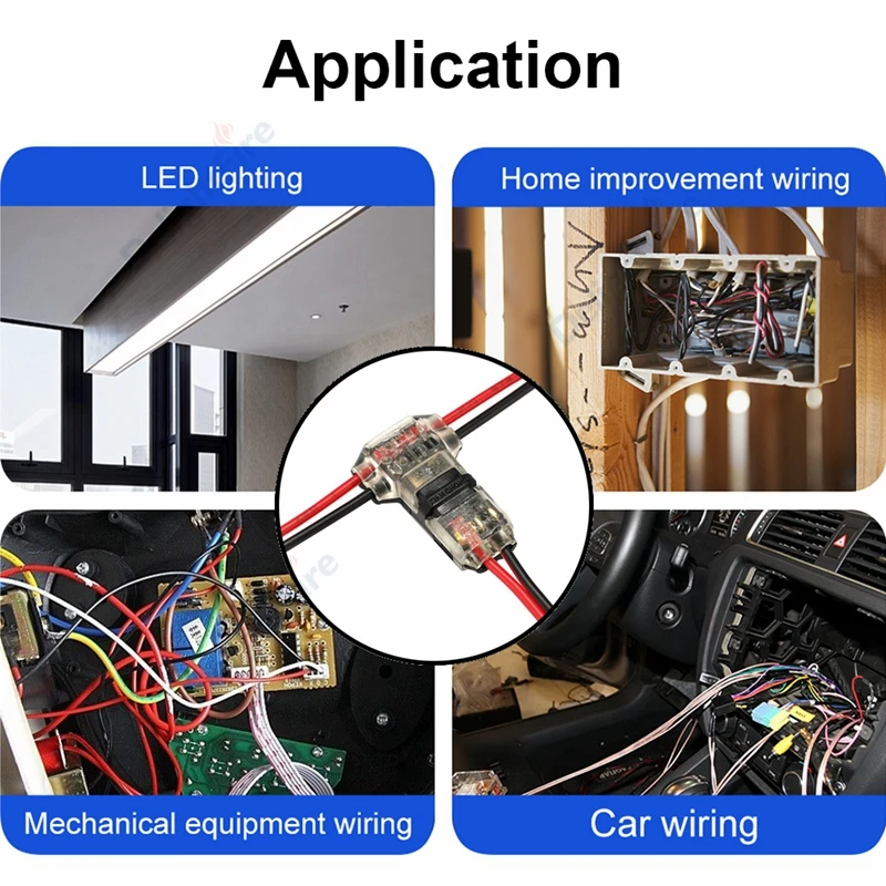 

5pcs 2pin Electric Cable Scotch Lock Toolless Quick Connectors T Type Crimp Terminal Block For 0.35~0.75mm Car LED Strip Wiring