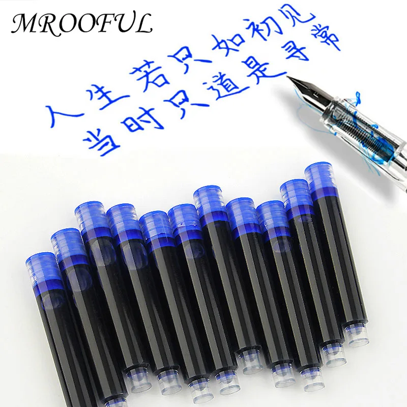 10pcs/pack Disposable Fountain Pen Ink Cartridge Refills Universal Design Black/Blue/red Replaceable Ink Sac Office Stationery
