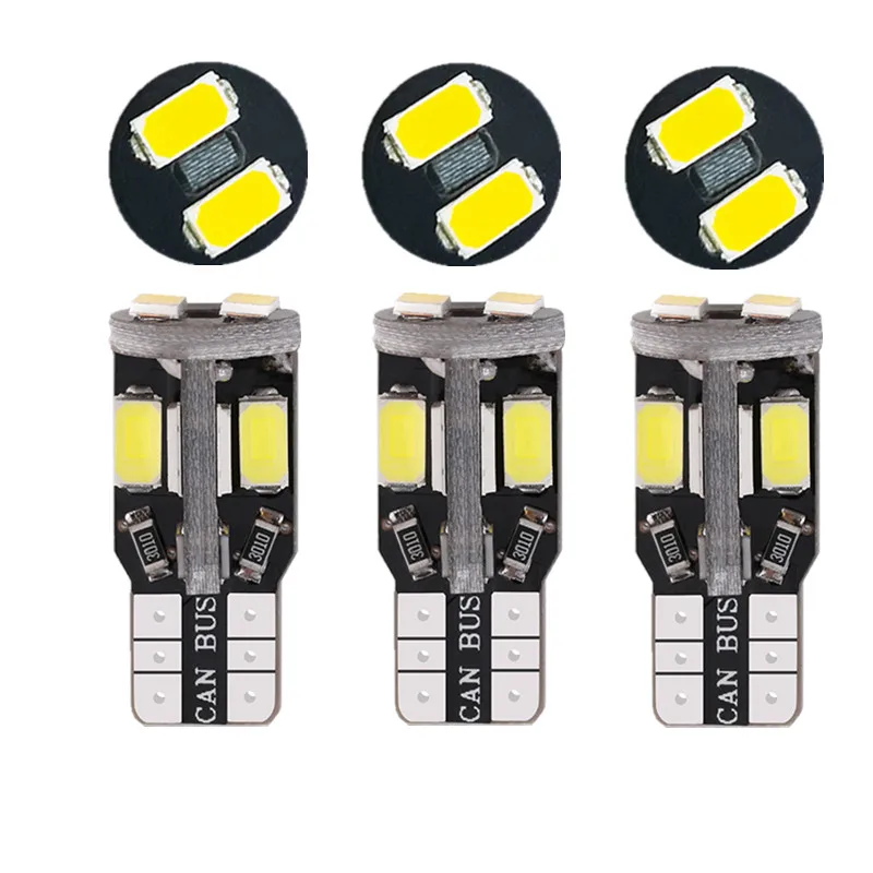 

10pcs Canbus Error Free High Bright 5630 10SMD T10 W5W 194 168 Width Lamp Car Led Diode Bulb Warm White Ice Blue Trunk Light 12V