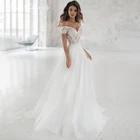Элегантное свадебное платье А-силуэта с открытыми плечами, бальное платье для невесты, простое белое сексуальное свадебное платье для женщин, свадебное платье
