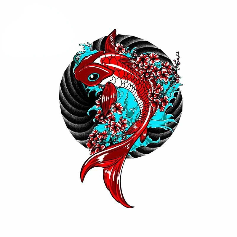 

Creative Animal Koi Fish Car Sticker Personality Vinyl Waterproof Sunscreen Motorcycle Helmet Decoration Window Decal Kk13*9cm