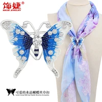 oriental charm fashion sweet diamond dripping oil hollow butterfly silk scarf shawl buckle all match clothing accessories g15
