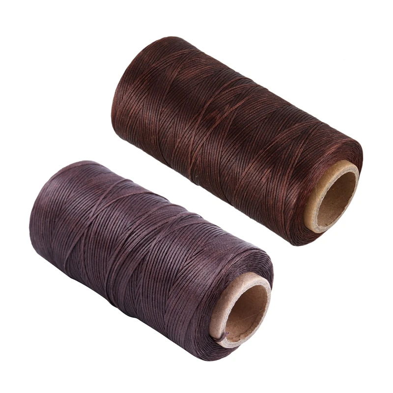 2Pcs 260M 150D 1MM Leather Sewing Waxed Wax Thread Hand Needle Cord Craft DIY New Light Brown &amp Dark |